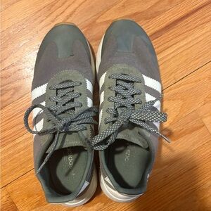 Adidas Women's Green and White Sneakers